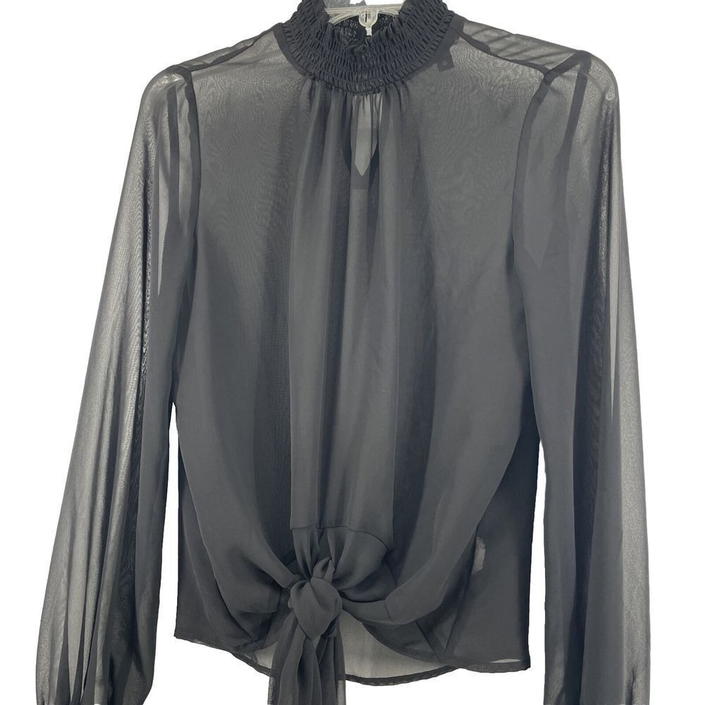 Express Sheer High Neck Top Womens XS Black Whimsigoth Fairy Witchy Romantic